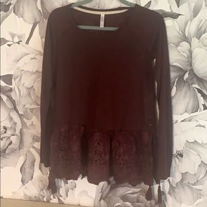 Peplum top with lace detail